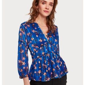 Royal blue (metallic~ish) Cherry blossom blouse.